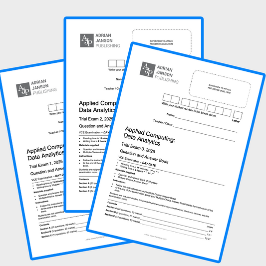VCE Data Analytics Trial Exam Pack, 2025